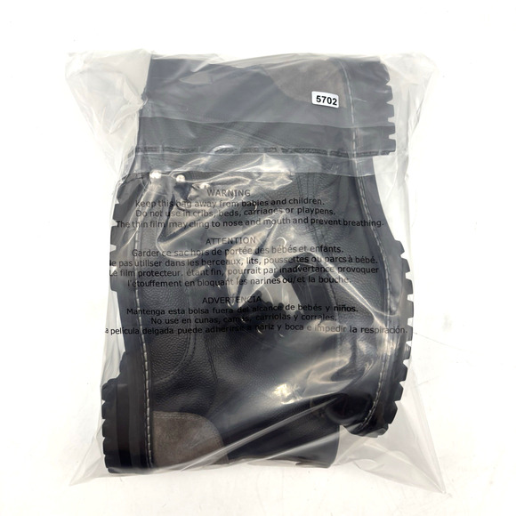 NEW Steve Madden P-STYLEN Black Leather Moc Toe Lace Up Zip Boots Men 7B main image 4